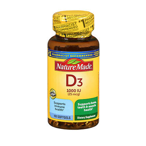 Nature Made, Nature Made D3 Liquid Softgels, 1000 IU, 100 Caps