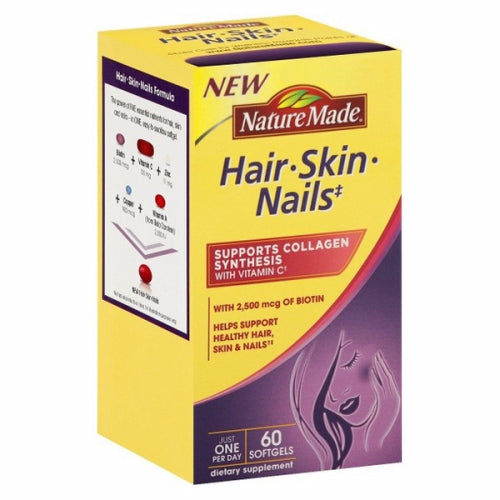 Nature Made, Hair, Skin & Nails Biotin, 2500 mcg, 60 Softgels