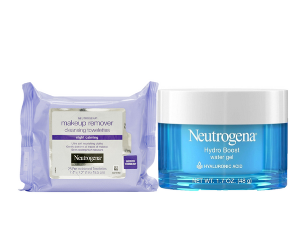 Neutrogena® Night Calming Makeup Remover Wipes & Hydro Boost Water Gel: Dissolves Dirt, Oil & Mascara, Leaves Skin Clean & Hydrated!