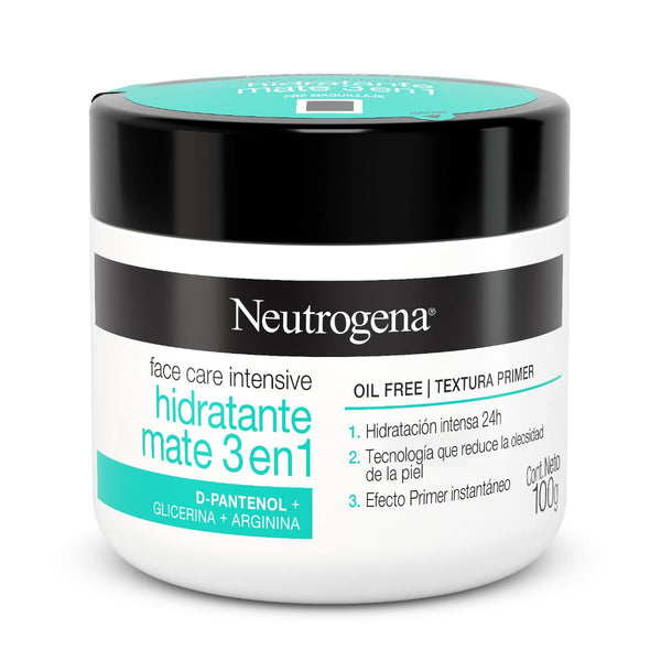 Neutrogena Face Care Intensive Matte Moisturizing Cream 3In1 | Paraben-free, Hypoallergenic | 100ml/3.38 Fl Oz