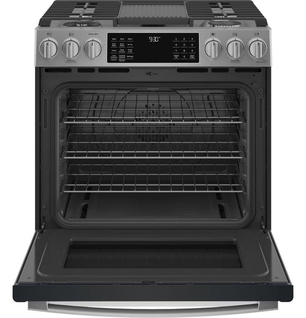 Ge Appliances PGS930YPFS Ge Profile&#8482; 30" Smart Slide-In Front-Control Gas Fingerprint Resistant Range With No Preheat Air Fry